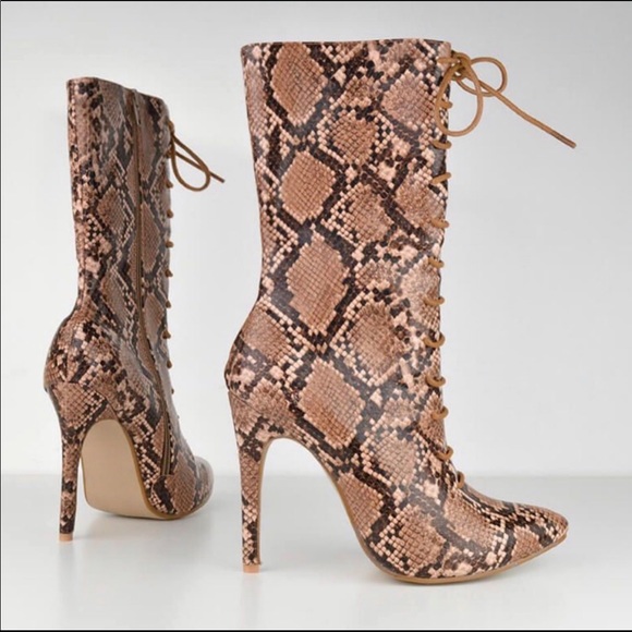 Brown Snake 🐍 skin leather boots - Picture 4 of 6